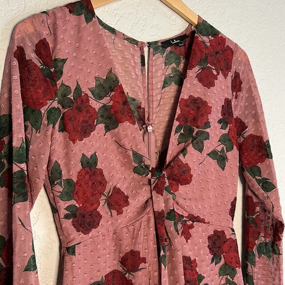 Lulus Romper Red Roses Floral Small Vampire Dark Cottage Eye Catching Moment - Picture 4 of 8